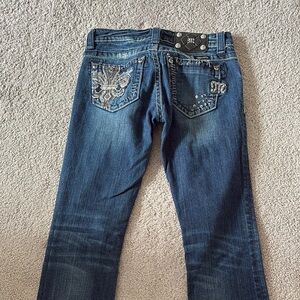 Miss Me Blue Boot Cut Jeans with Embroidered Back